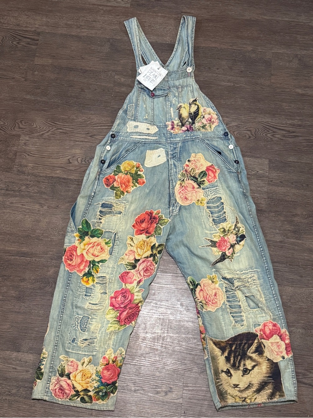 Magnolia Pearl Overalls 040 WSHID NWT Floral Bird Kitty Appliqué RARE Sold Out